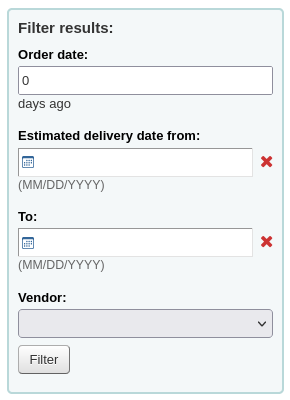 Late orders filters