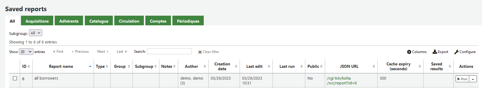 See your report in the saved reports list