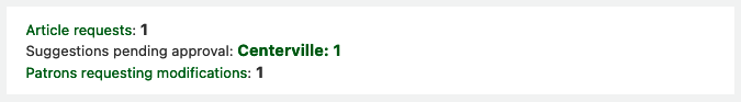 Prompt on staff interface homepage to view patrons requesting modifications