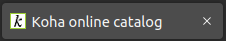 A browser tab opened to the OPAC's main page, there is the little 'K' favicon followed by the page title 'Koha online catalog'