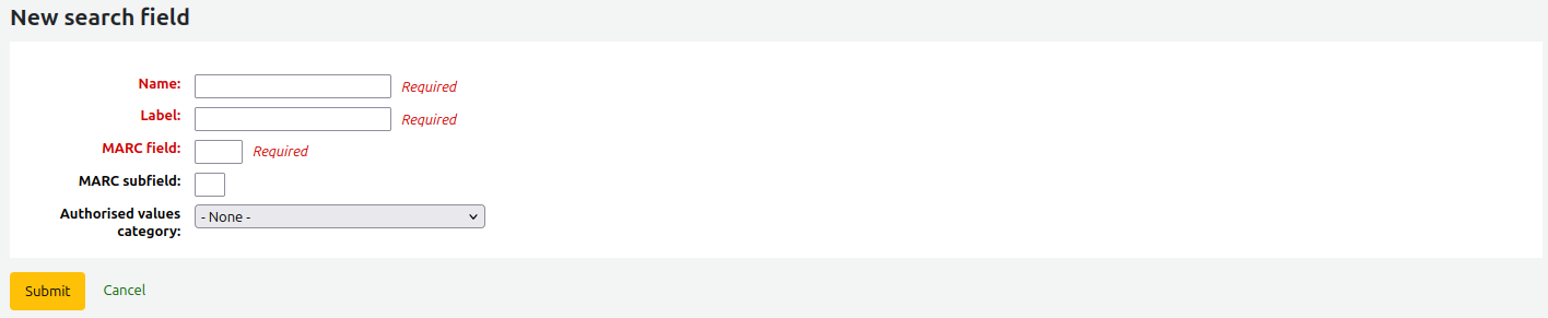 New item search field form