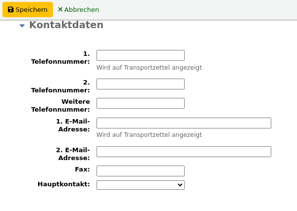 Der Bereich „Kontaktinformationen“ eines neuen Benutzerformulars