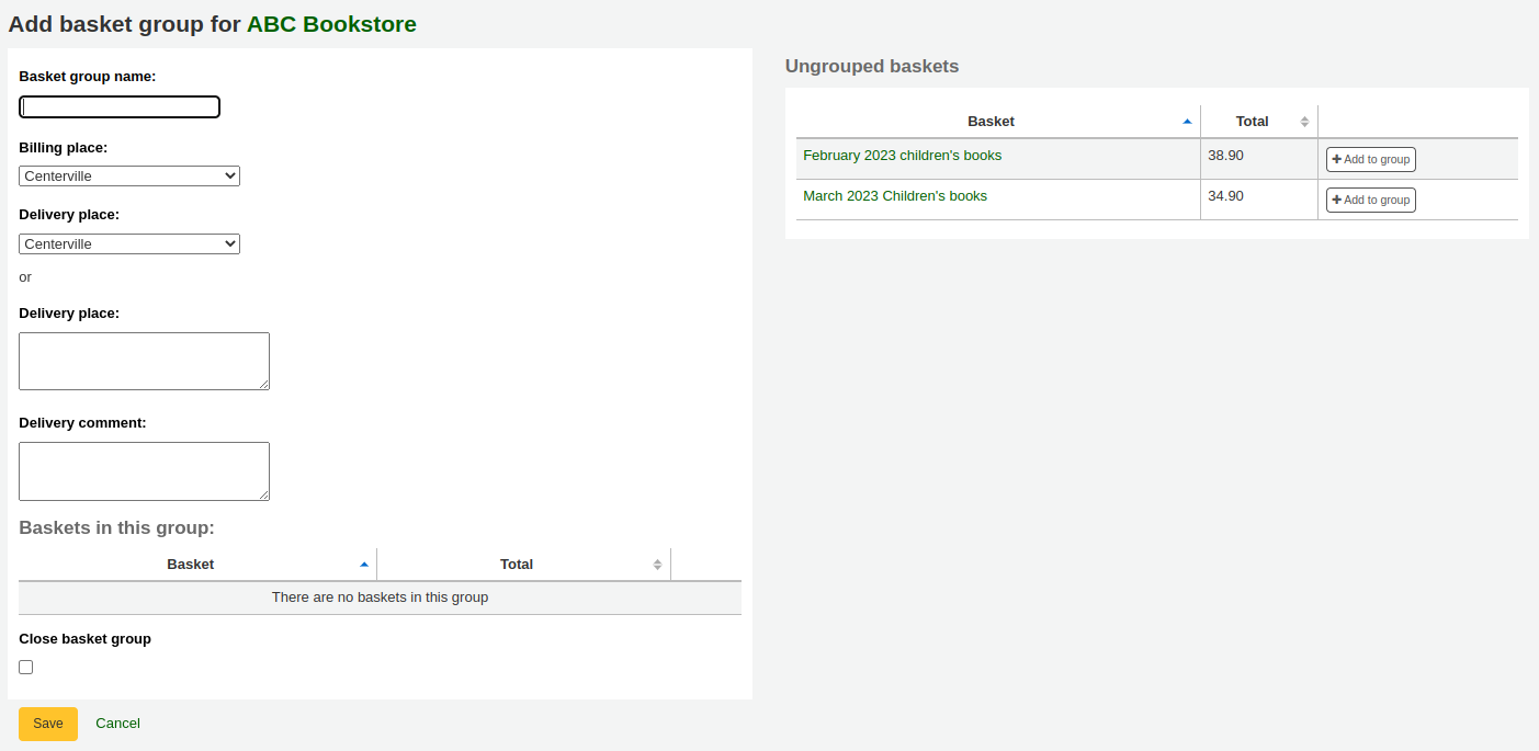 New basket group form