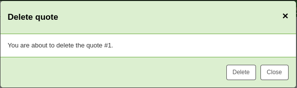 Quote deletion confirmation modal
