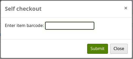 Fenêtre pop-up d'auto-prêt, avec l'invitation 'Saisissez un code à barres' et un champ de sisie. Les boutons sont 'Valider' et 'Fermer'.