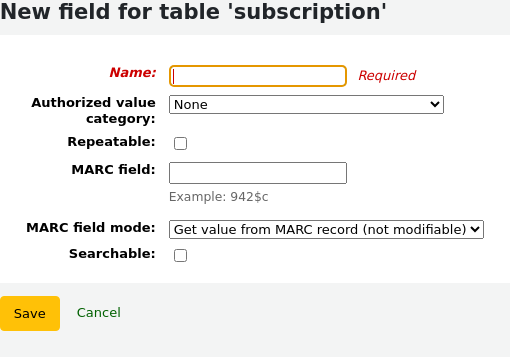 Add field form