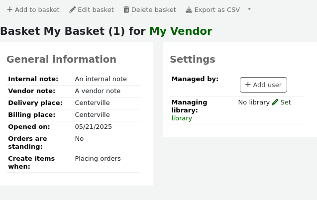 Basket page