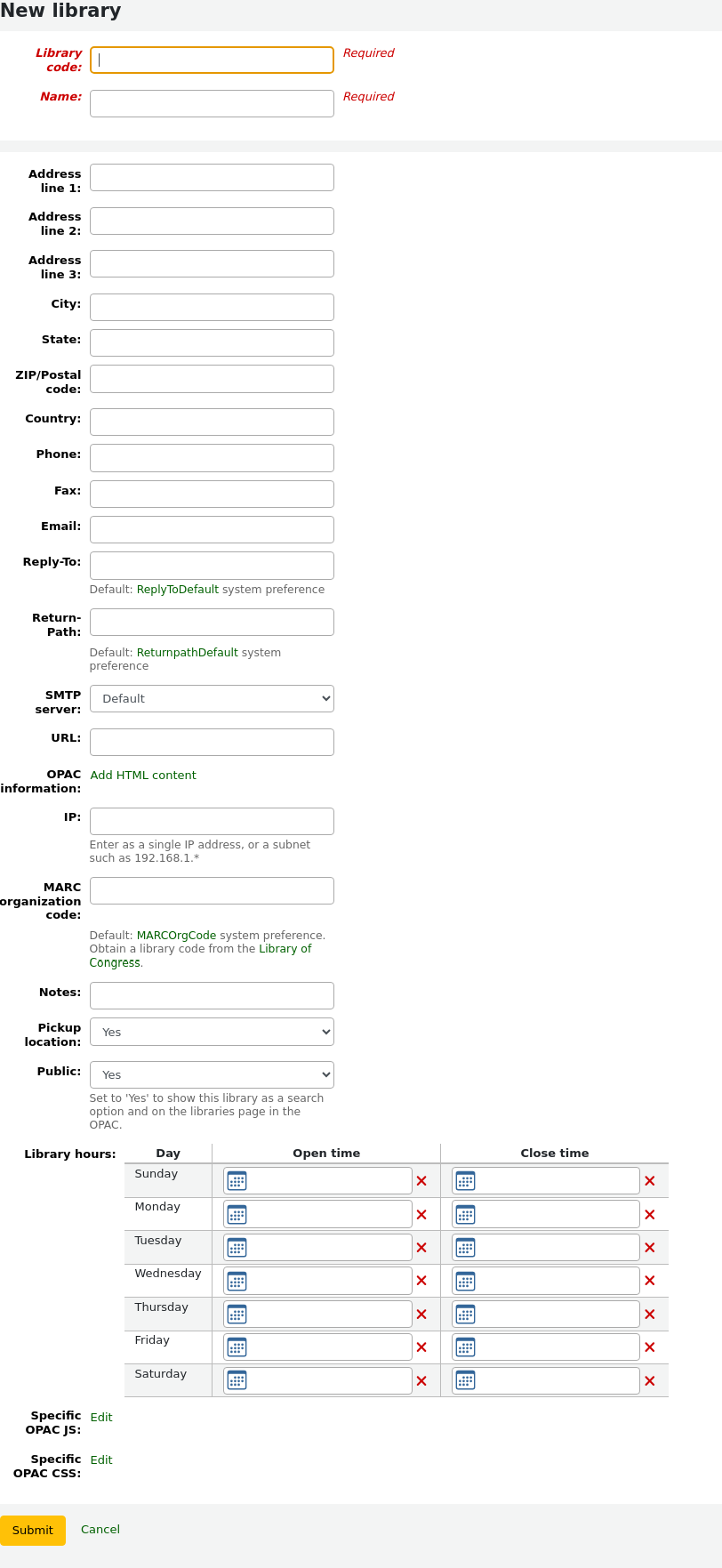 New library form