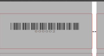 顯示條碼標籤的影像，雙箭頭表示列之間的間隙，從第一個標籤的右側指向行中第二個標籤的左側