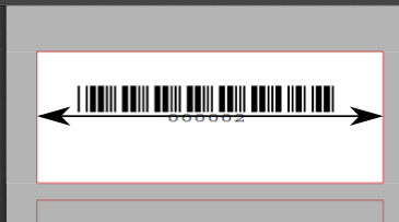 顯示條碼標籤的影像，雙箭頭表示標籤寬度，指向左側和右側