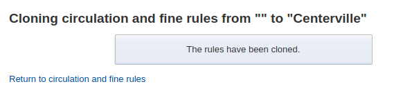 Bestätigungsmeldung mit dem Text „Diese Regeln wurden geklont.“