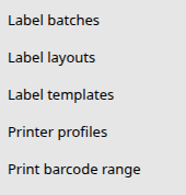 Side menu for the label creator module