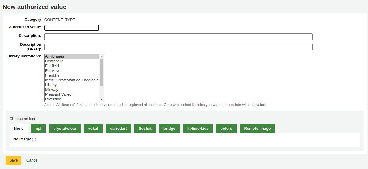 New authorized value form