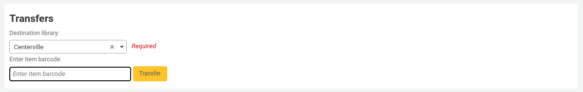 Form to transfer an item to another library