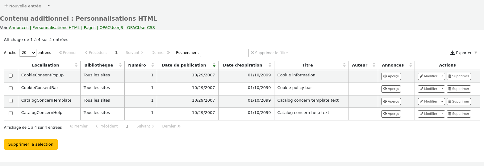 Additional content / HTML customizations main page