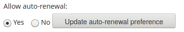 Une option pour mettre à jour les préférences de renouvellement automatique.