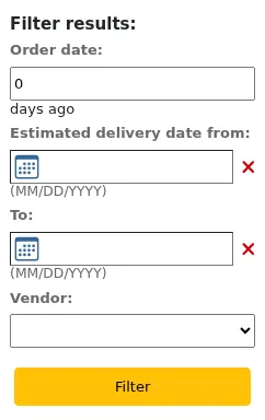 Late orders filters