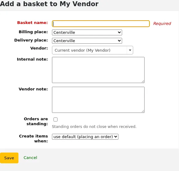 New basket form