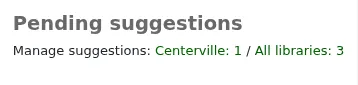 Pending suggestions section on the acquisitions module home page