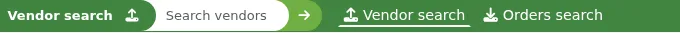 The search bar at the top of the page has two options in the acquisitions module, Vendor search and Orders search, this show the vendor search option