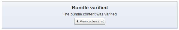 '捆綁包已驗證' 還入訊息，帶有查看捆綁包內容的按鈕