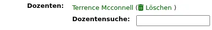 Option zum Entfernen des Dozenten