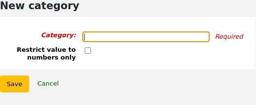 New authorized value category form