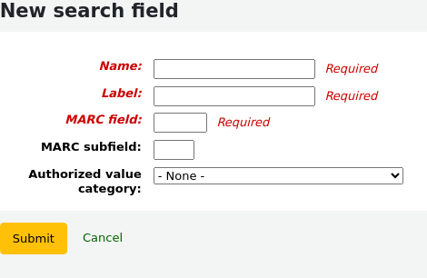 New item search field form