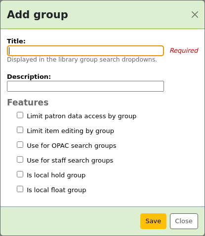 New library group form