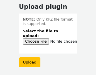 Page to upload a plugin