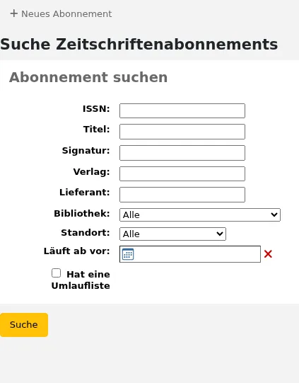 Erweiterte Suche im Zeitschriftenmodul