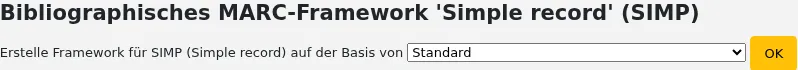 Dropdown-Menü zur Auswahl des bestehenden Frameworks, auf dem das neue Framework basieren soll