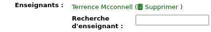 Option de suppression d'enseignant