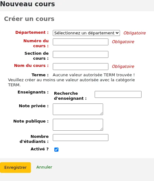 Ajouter un cours