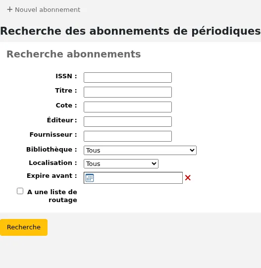 Formulaire de recherche avancée de périodiques