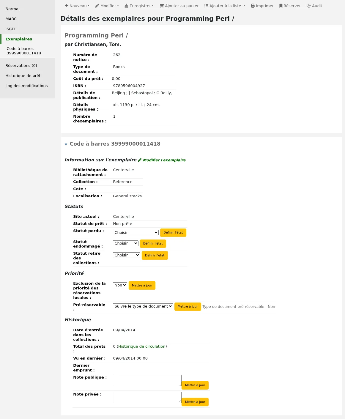 Item details page