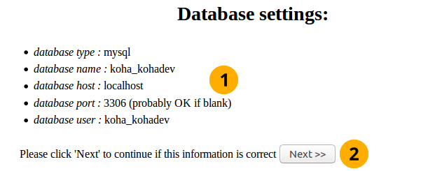 Database settings