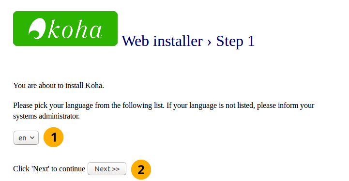 Web installer start screen