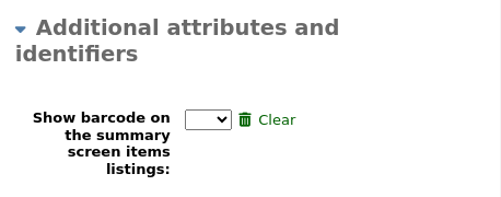 'Additional attributes' section of the patron form, there is one attribute called 'Department' with a drop-down menu, a subheading 'Additional ID', with another attribute called 'Employee #'