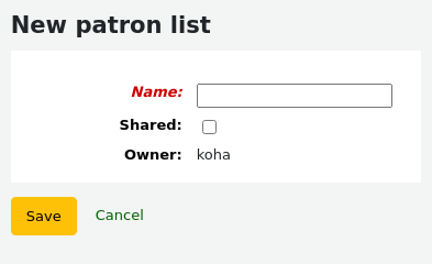 New patron list form