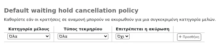 Προεπιλεγμένη φόρμα πολιτικής ακύρωσης κρατήσης σε αναμονή στη σελίδα κανόνων κυκλοφορίας και προστίμων