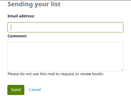 'Sending your list' form
