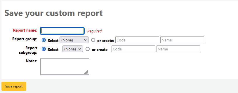 Save custom report