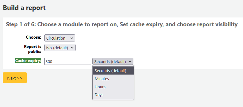Creating a guided report - define the cache expiry time