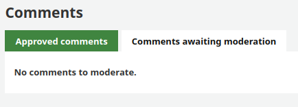 List of comments moderation when no comments