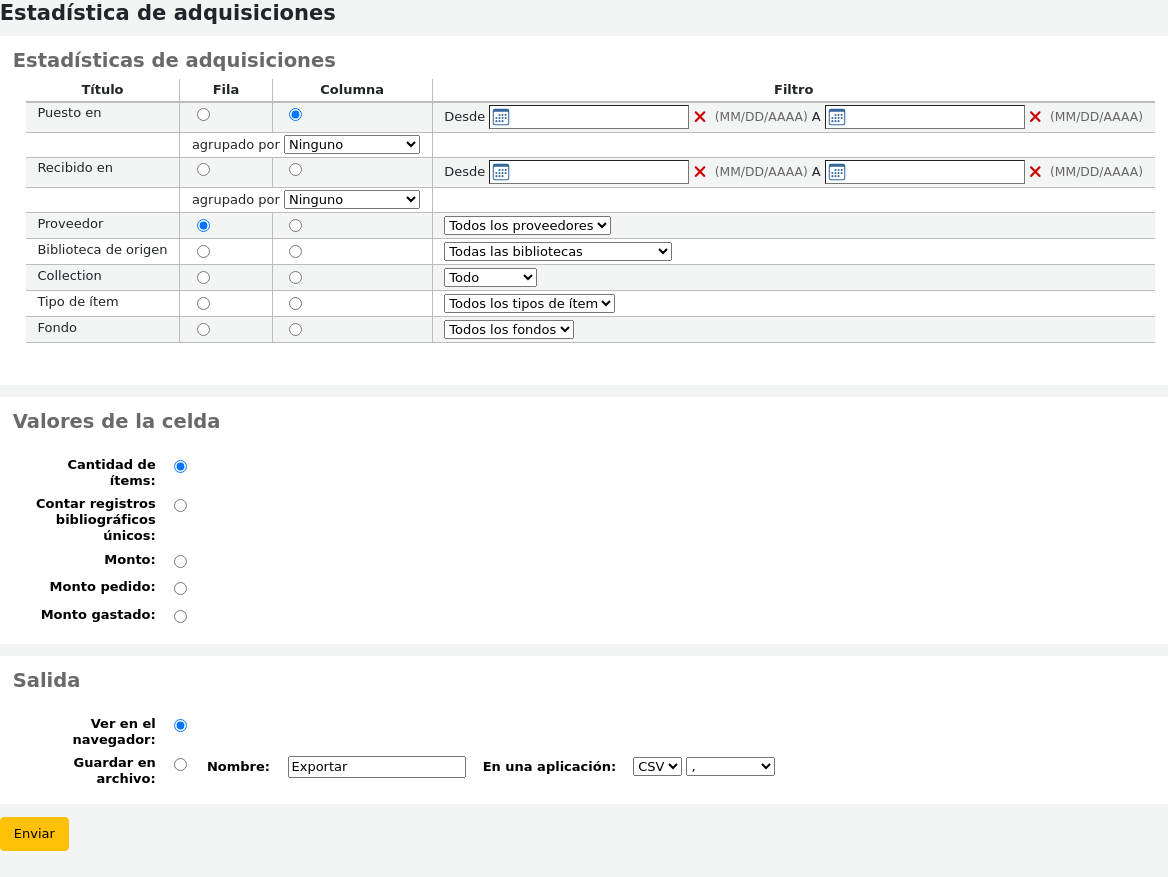 Using the form provided, choose which value you would like to appear in the column and which will appear in the row.