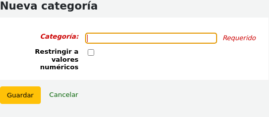 New authorized value category form