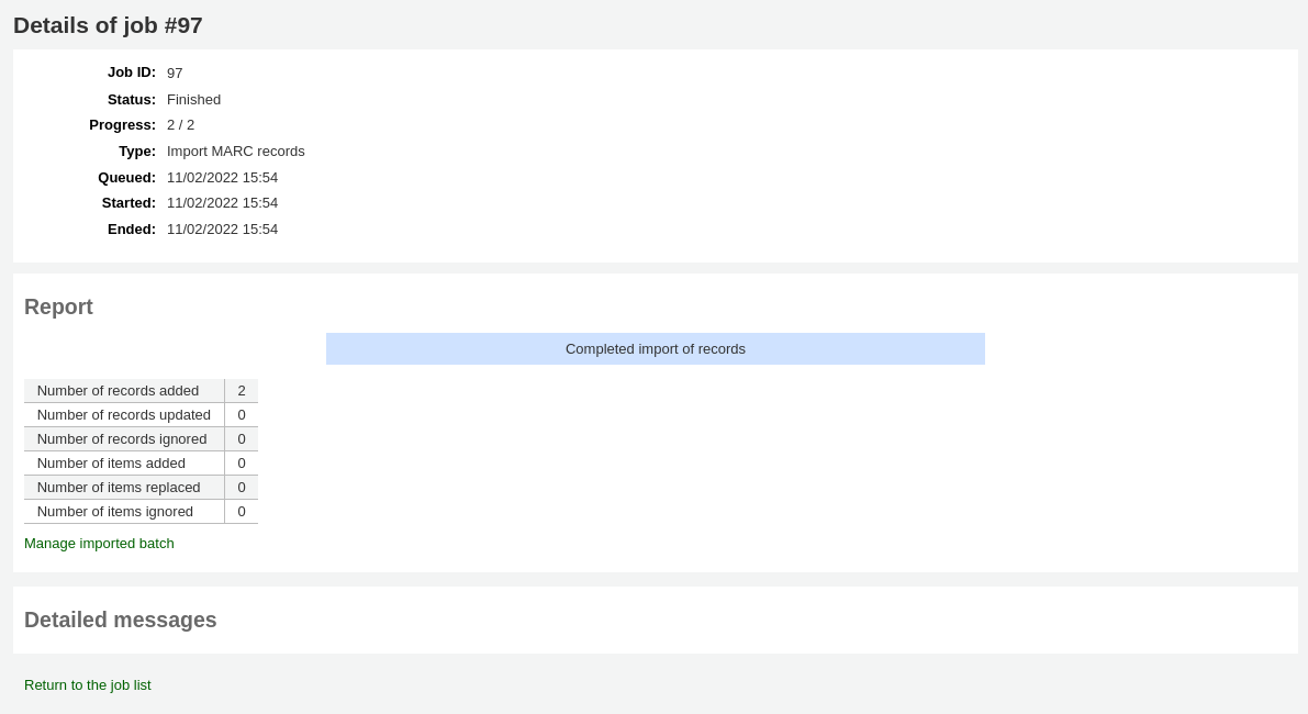 Details of record import background job