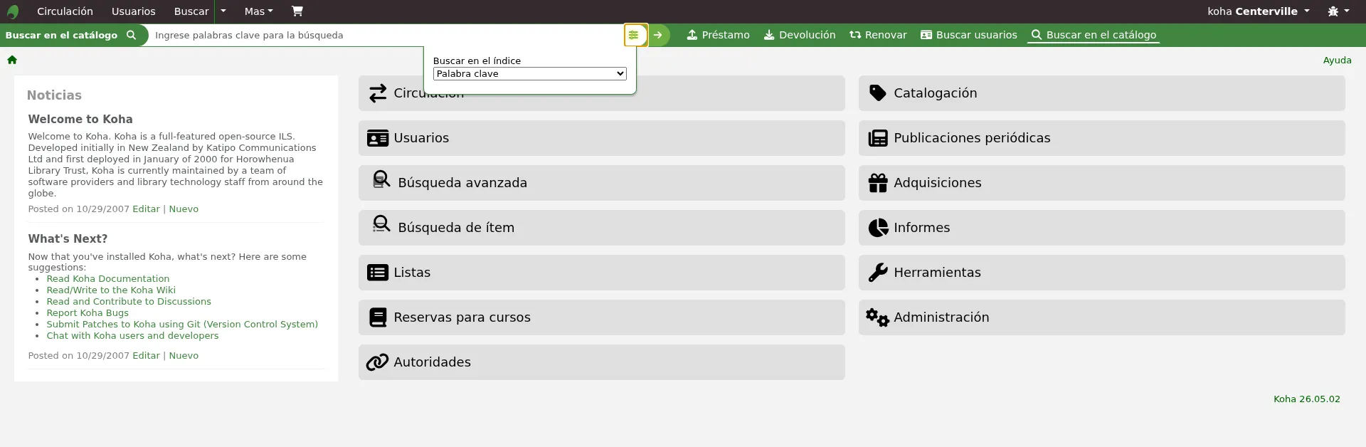 When IntranetCatalogSearchPulldown is set to Show, a drop-down list of indexes appears next to the search box