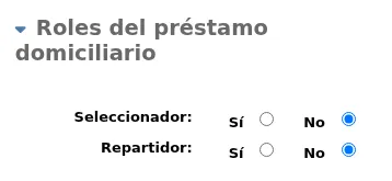'Housebound roles' section of the patron form